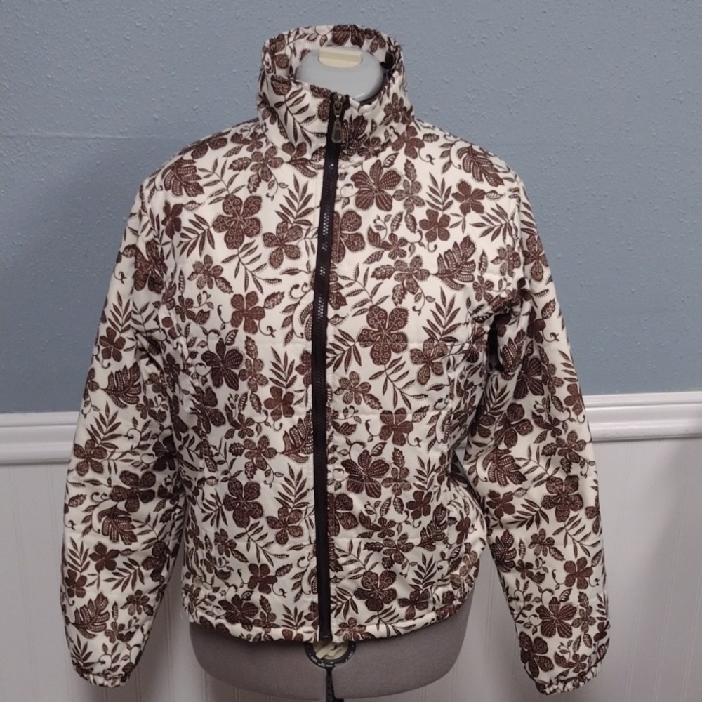 Floral Women's  Jacket - Brown and Cream